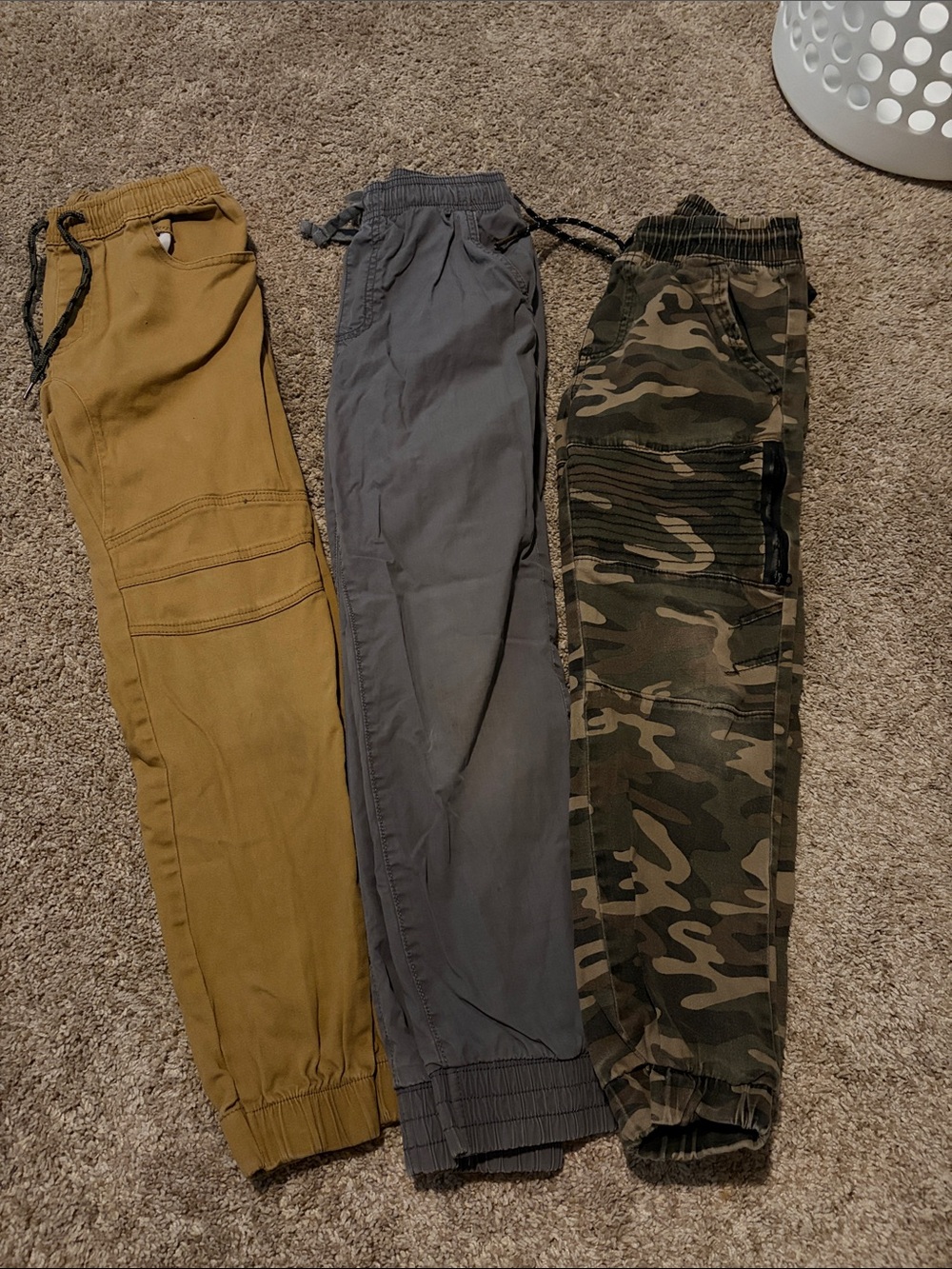 Three-Pair Boys' Jogger Pants Bundle - kaki, Gray, Camo